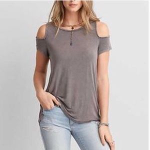 AE Soft Grey Cold Shoulder T-Shirt